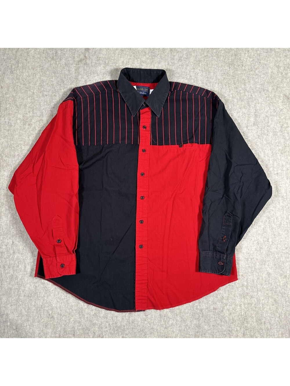 VINTAGE Panhandle Slim Shirt Mens XL? Red Black Western Southwestern (Holes)